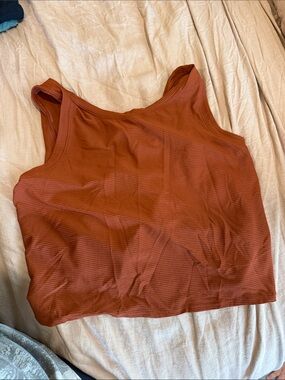 CALIA by Carrie Underwood Burnt Orange Ribbed Crop Tank